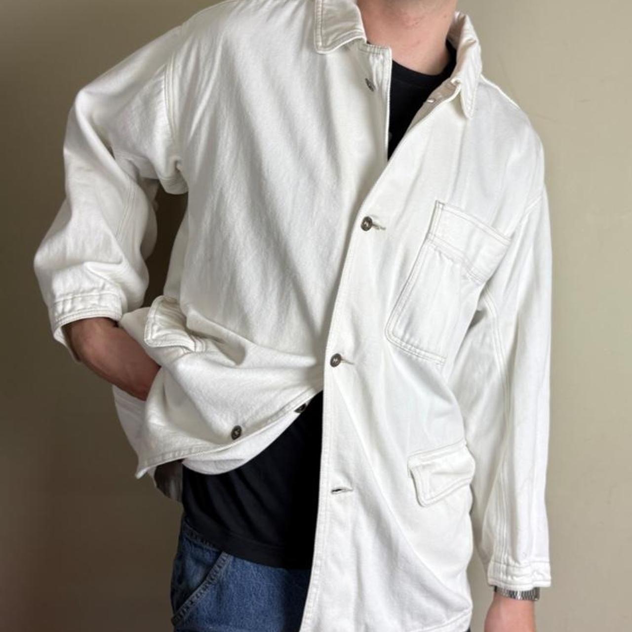 Vintage White Workwear Chore Utility Jacket - XL