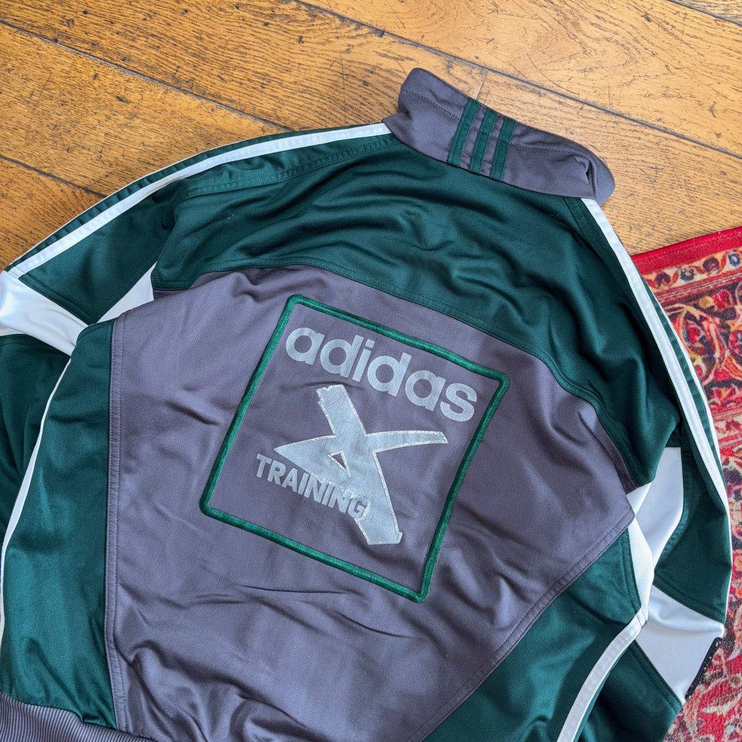 Vintage Adidas Grey Green Tracksuit Track Shell Windbreaker Jacket - S