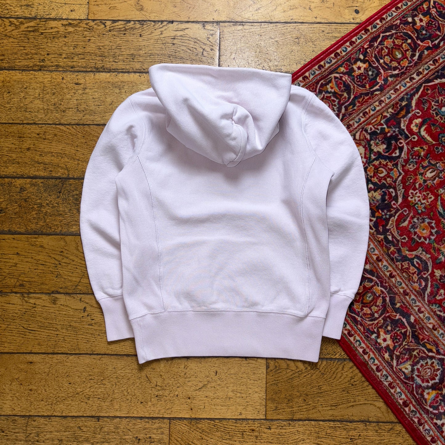 Vintage Champion Pink Hoodie Womens Embroidered Sweatshirt - M