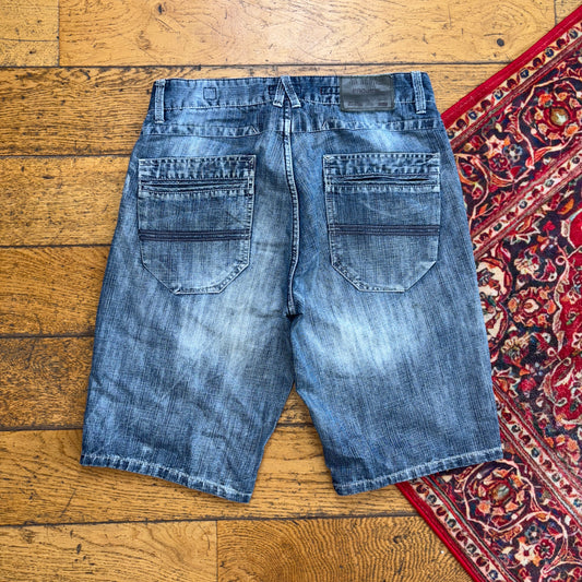 Vintage Embroidered Hip Hop Blue Shorts Jorts - 30