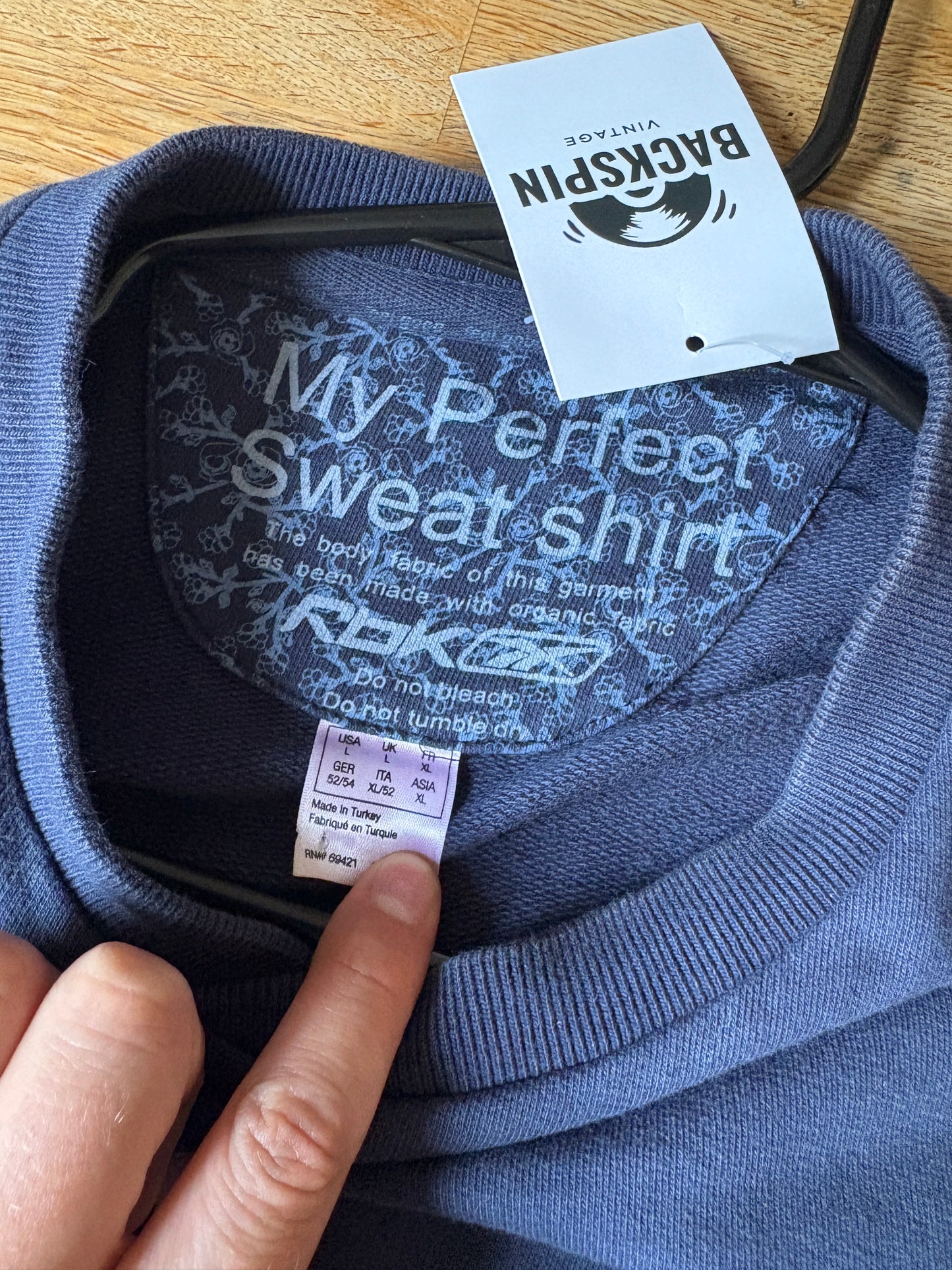 Vintage Reebok Navy Blue Embroidered Sweatshirt - XL