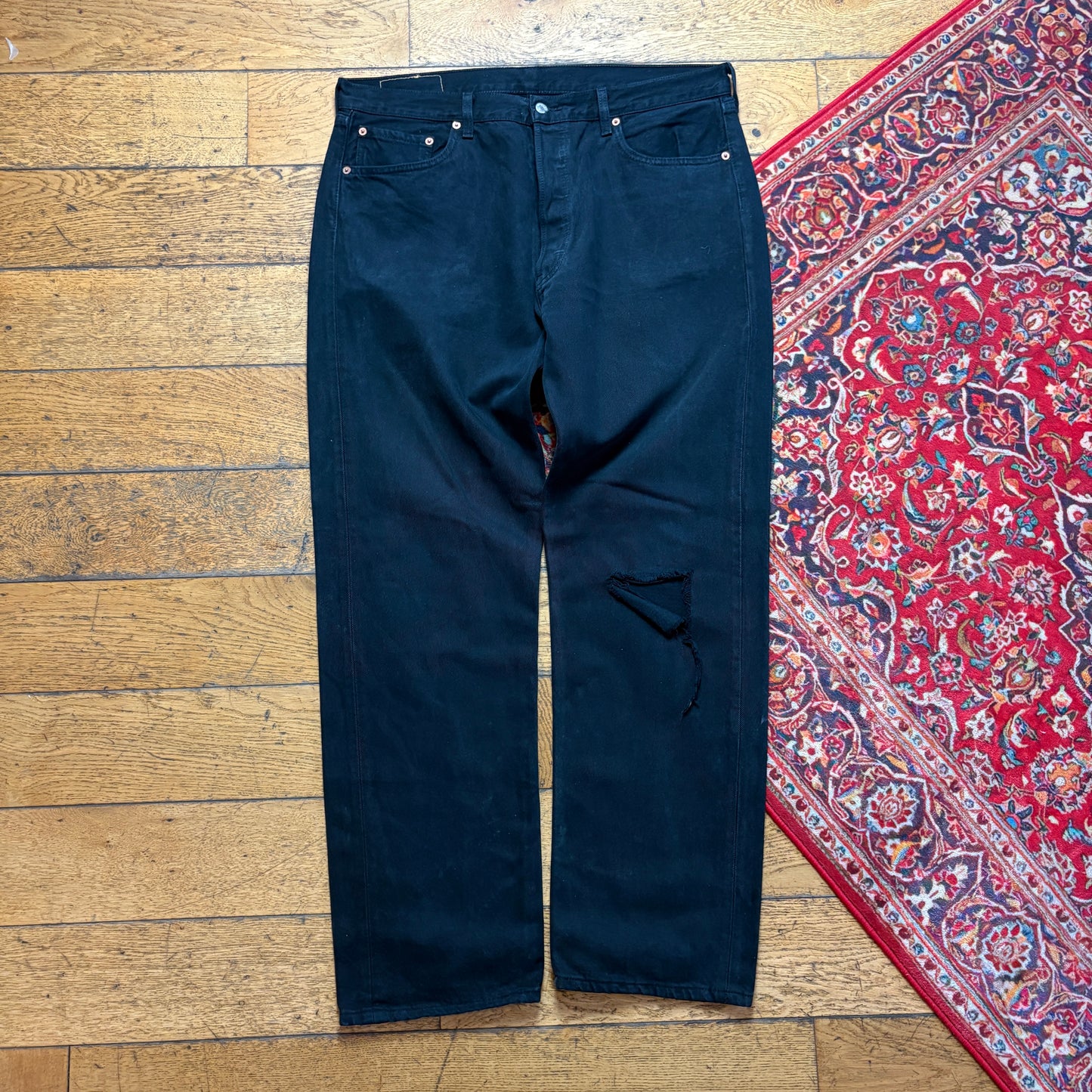Vintage Levis 501 Straight Black Denim Jeans - 38R