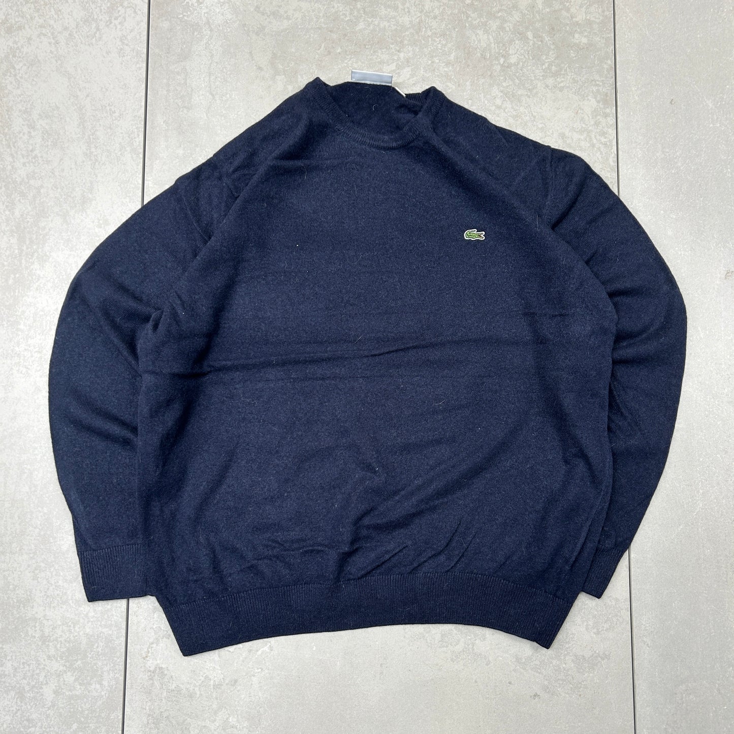Vintage Lacoste Navy Embroidered Knit Jumper - XL