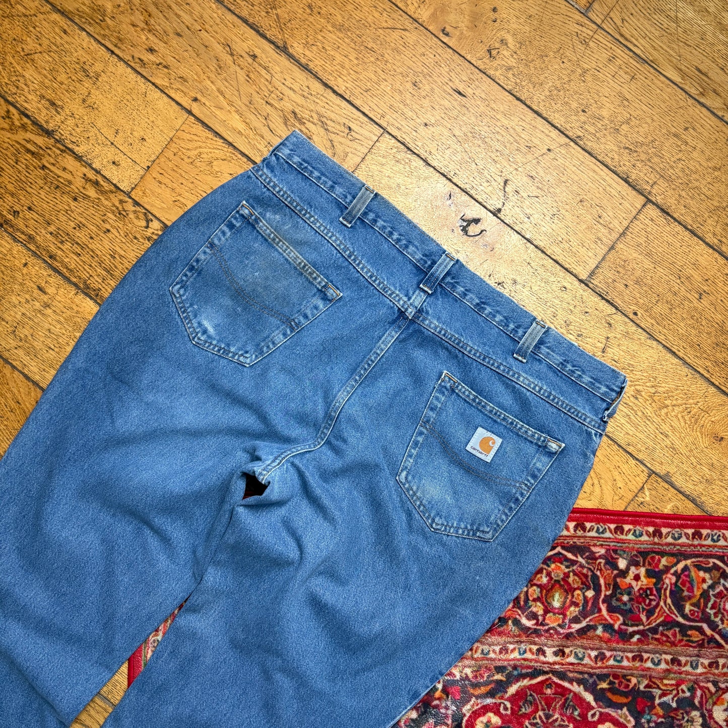 Vintage Carhartt Workwear Carpenter Baggy Blue Jeans - 38R