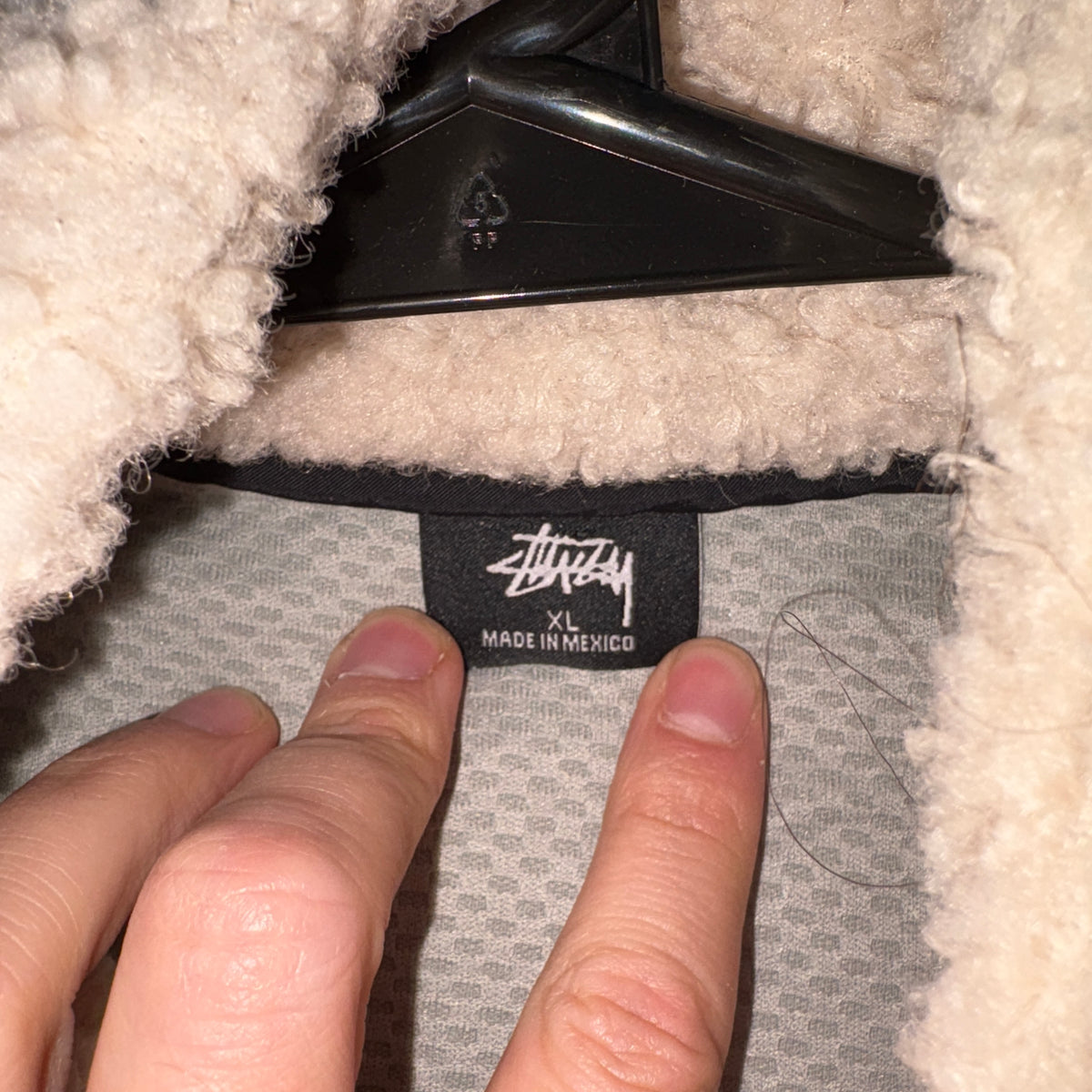 Stussy Cream Black Fleece Zip Jacket Jumper - XL