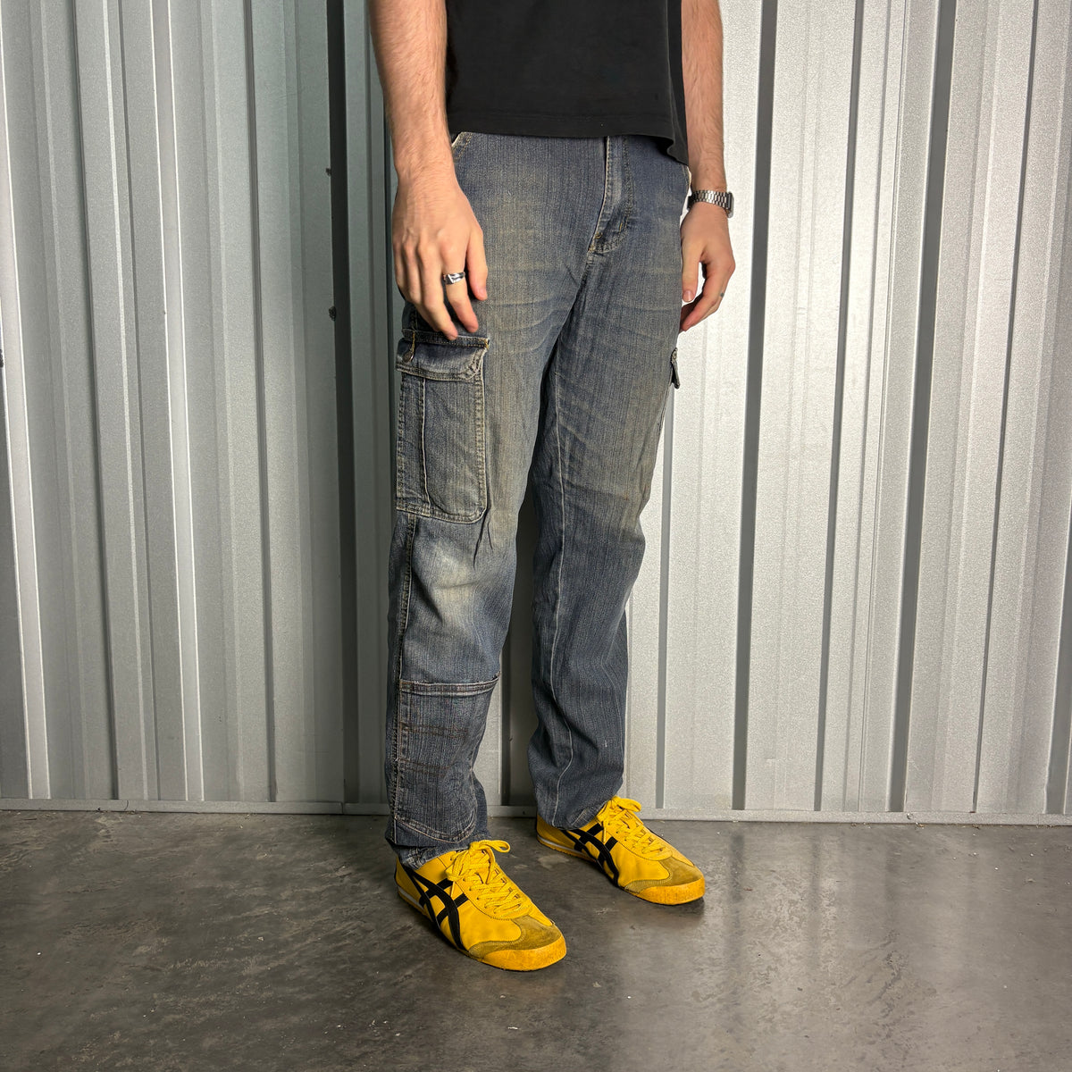 Embroidered Blue Japanese Denim Hip Hop Y2K Baggy Jeans - 34R