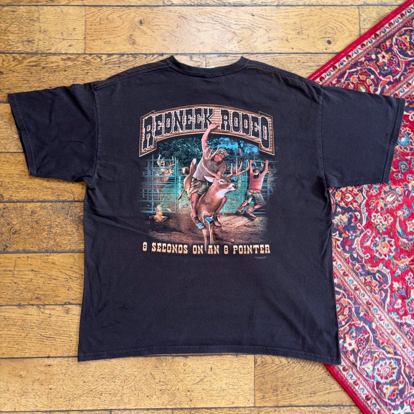 Vintage Redneck Rodeo Brown Funny Graphic T-Shirt - XL