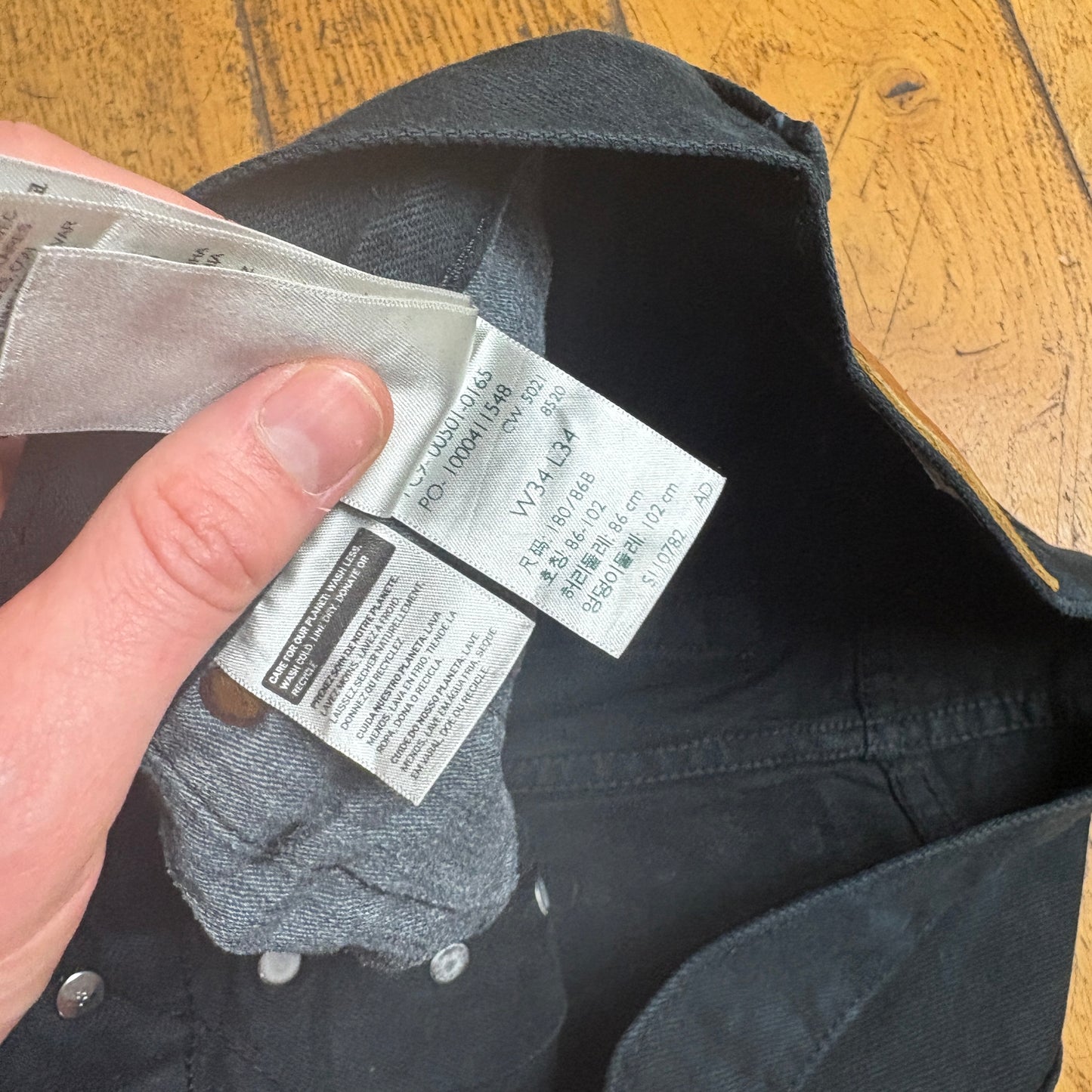 Vintage Levis 501 Straight Black Denim Jeans - 34L