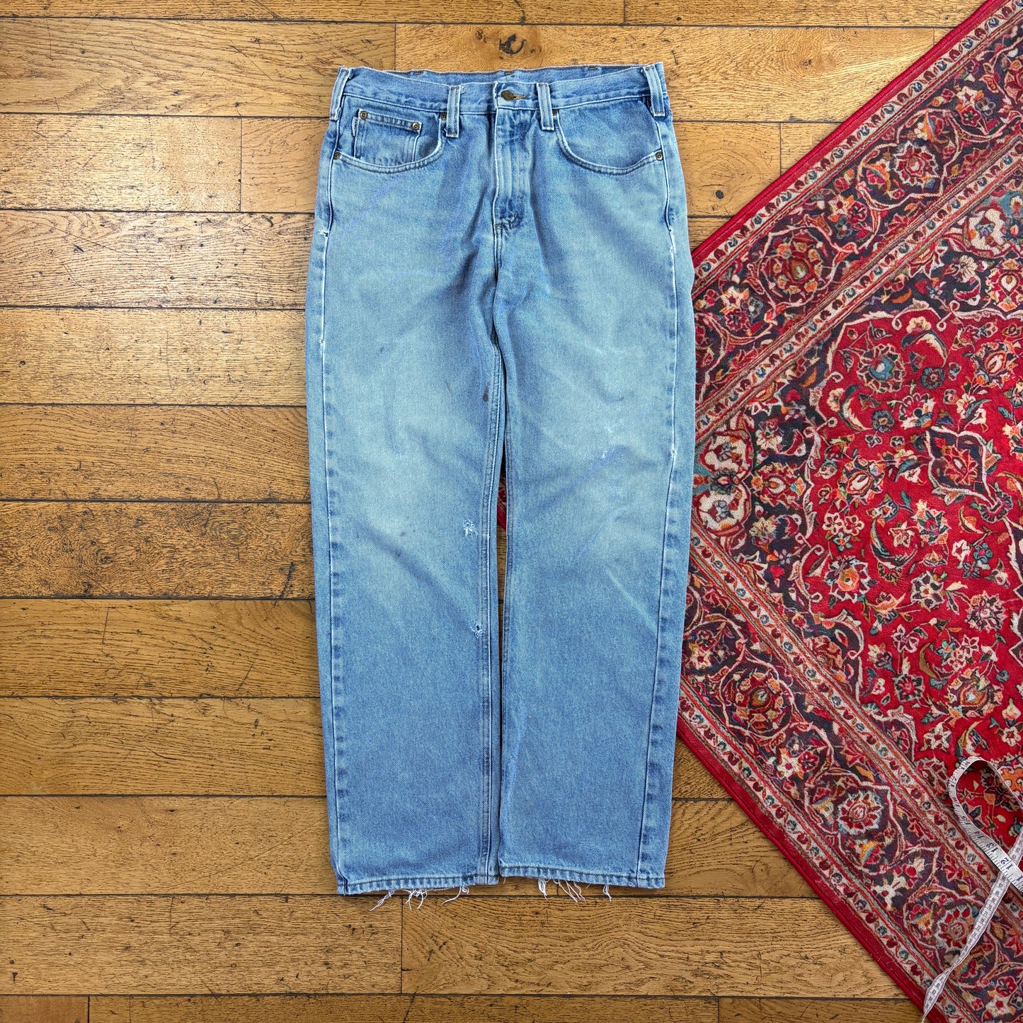 Vintage Carhartt Workwear Carpenter Baggy Blue Jeans - 34