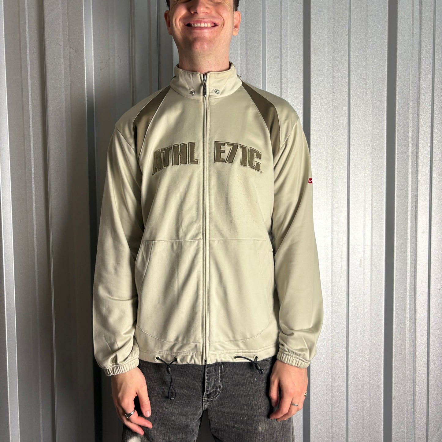 Vintage Nike Y2K 00s Gold Cream Tracksuit Track Jacket - M