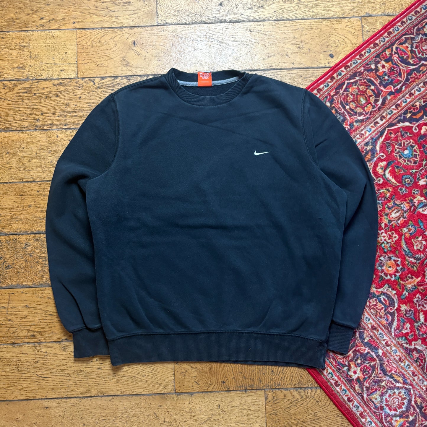 Vintage Nike Swoosh Black Embroidered Sweatshirt - L