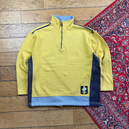 Vintage 90s Lotto Yellow Quarter Zip Sweatshirt - XL