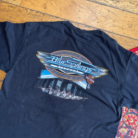 Vintage Harley Davidson Black Motorbike Graphic T-Shirt - M