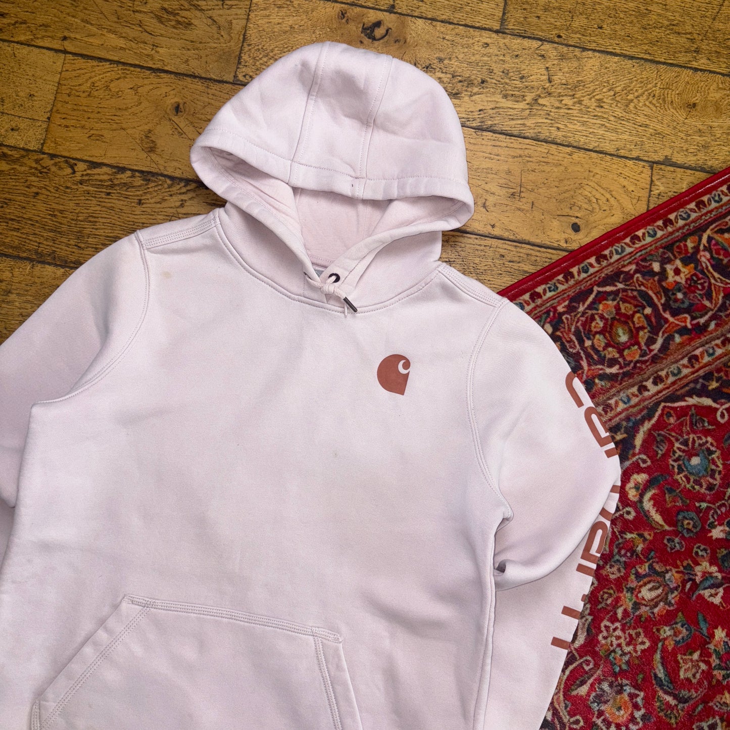 Vintage Carhartt Pink Womens Hoodie Sweatshirt - L