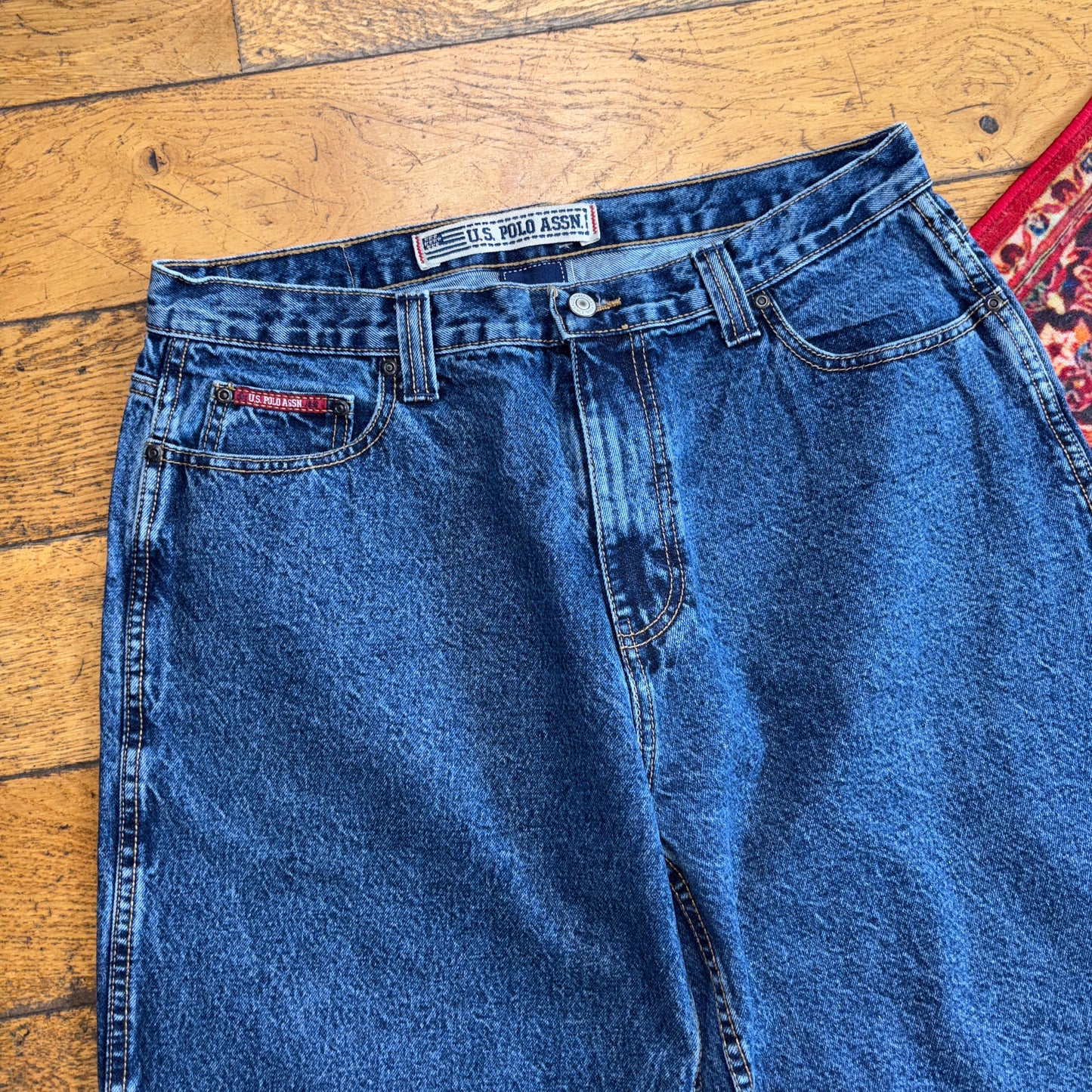 Vintage US Polo ASSN Embroidered Blue Hip Hop Baggy Shorts Jorts - 34