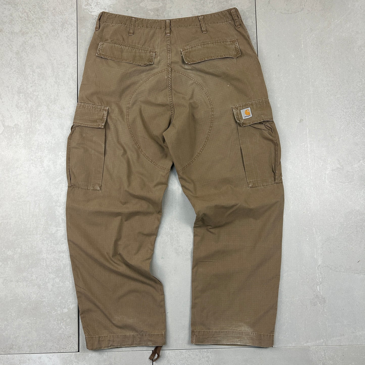 Vintage Carhartt Brown Workwear Carpenter Baggy Cargo Trousers - 36