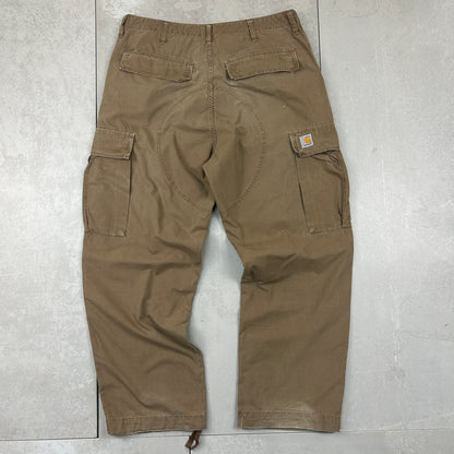 Vintage Carhartt Brown Workwear Carpenter Baggy Cargo Trousers - 36