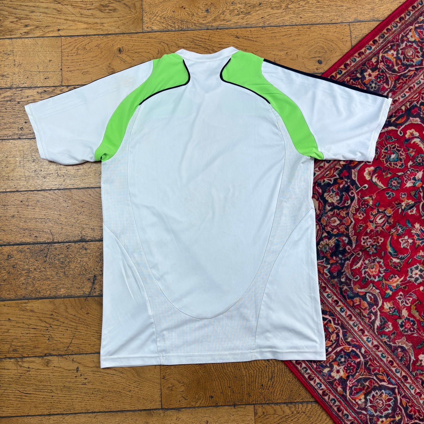 Vintage Adidas White Green Graphic T-Shirt - S