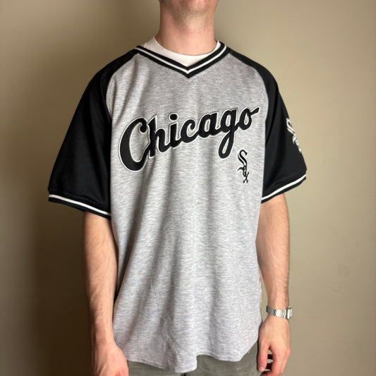 Vintage MLB Chicago White Sox Grey Raglan Embroidered Graphic T-Shirt - XL