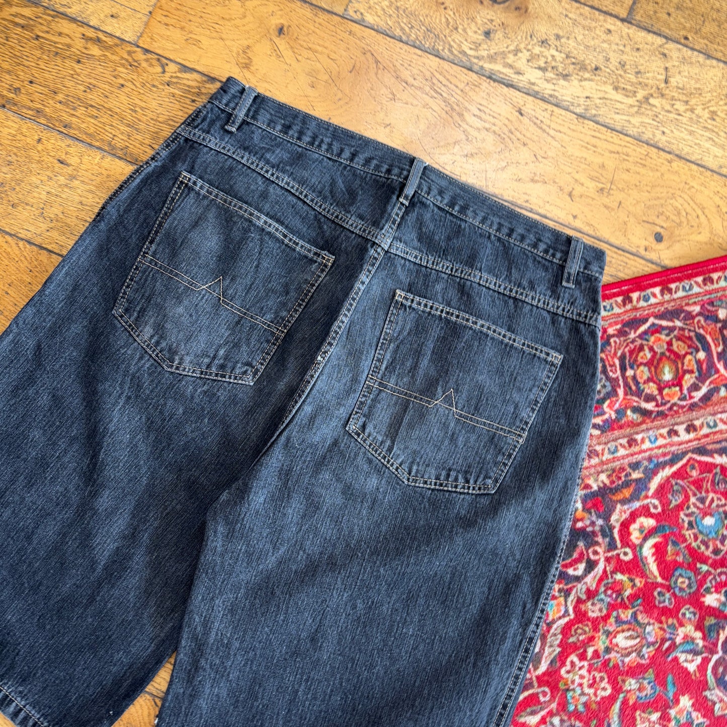 Vintage Bugle Boy Hip Hop Baggy Black Shorts Jorts - 38