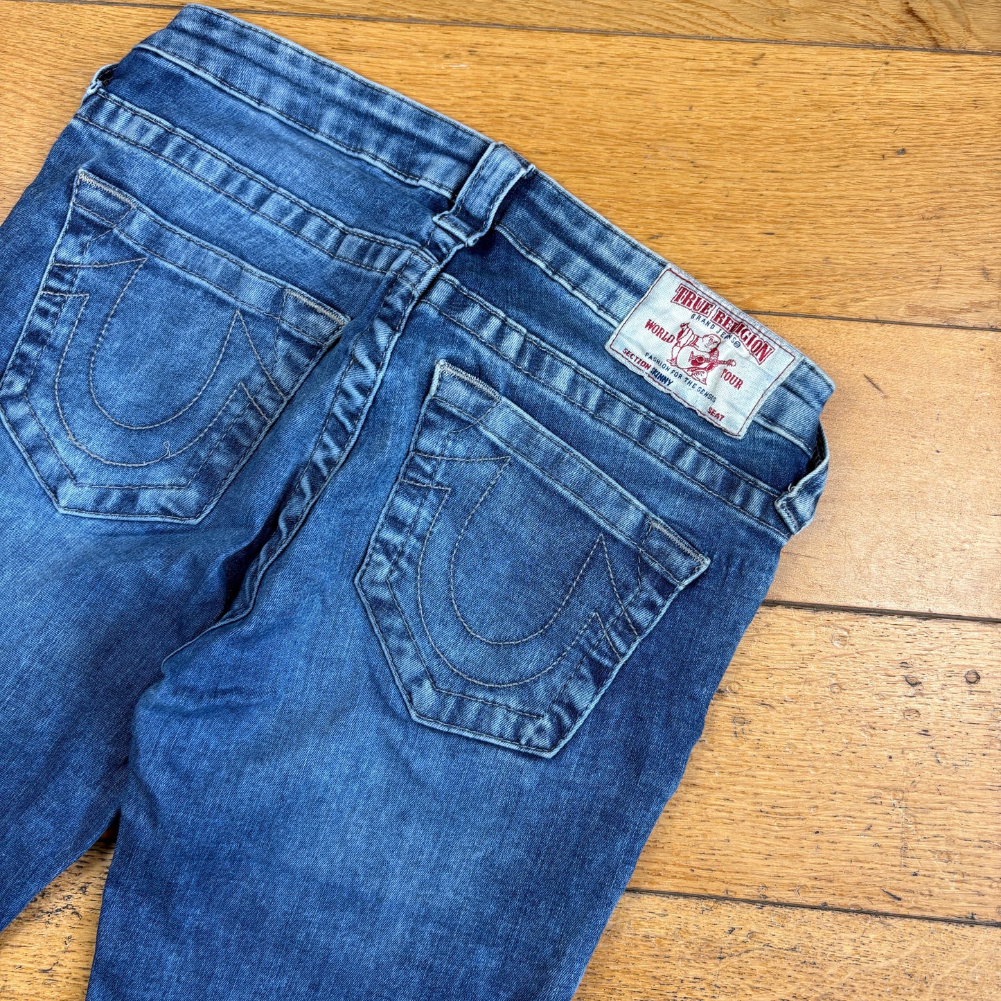 Vintage True Religion Blue Embroidered Y2K Shorts Jorts - 28