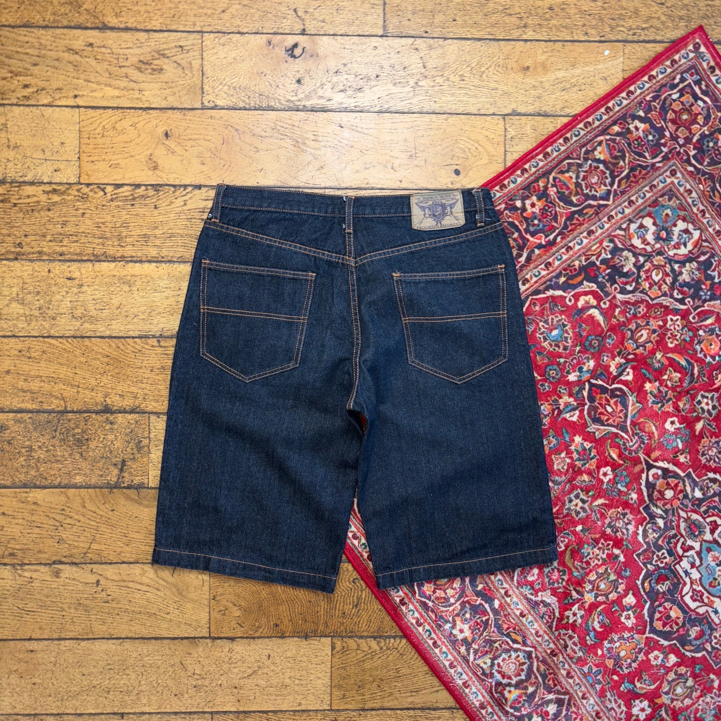 Vintage Embroidered Hip Hop Y2K Black Baggy Shorts Jorts - 36