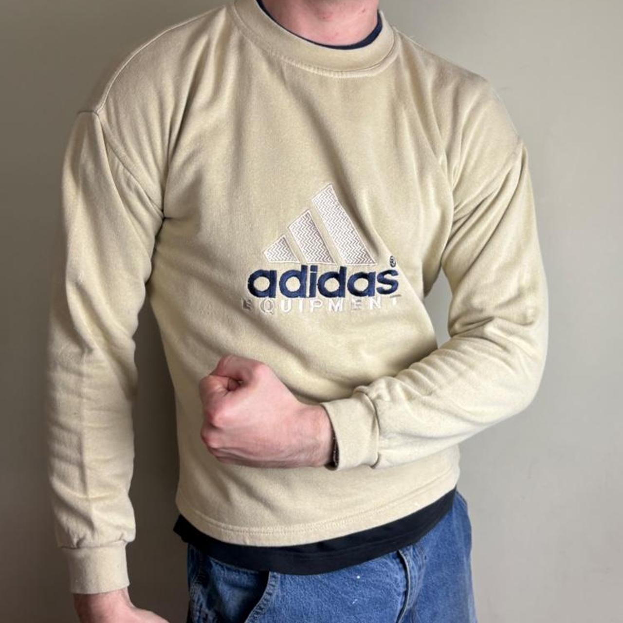 Vintage Adidas Equipment Cream Embroidered Sweatshirt - S
