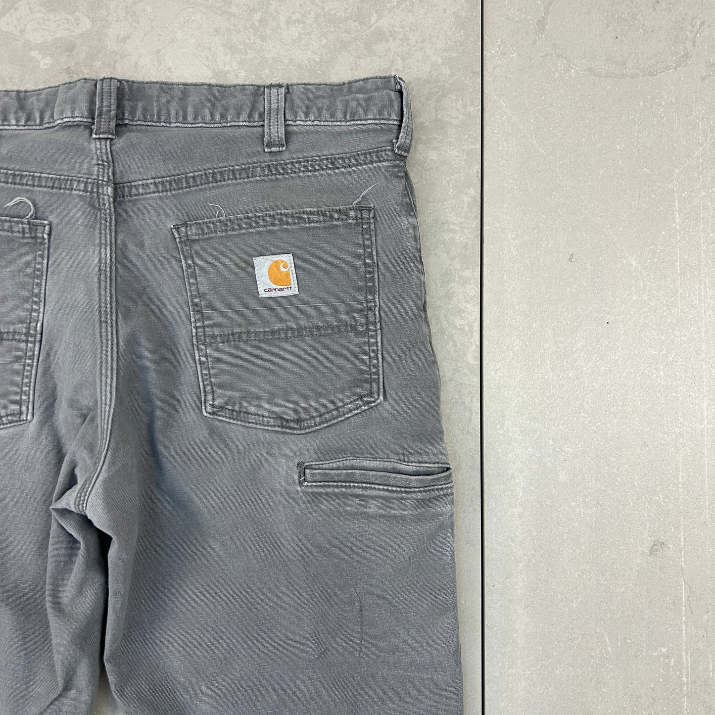 Vintage Carhartt Grey Workwear Carpenter Straight Trousers - 36