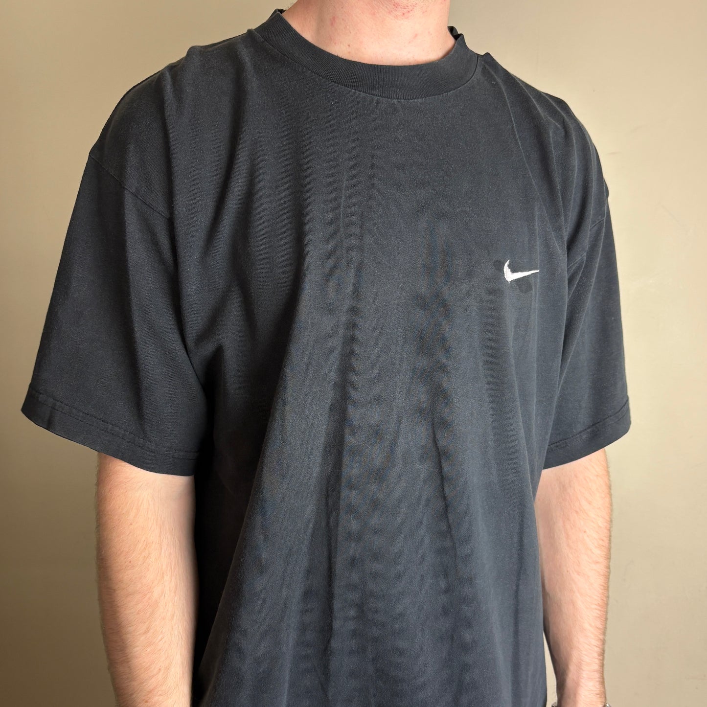 Vintage 90s Nike Swoosh Embroidered Black T-Shirt - XL