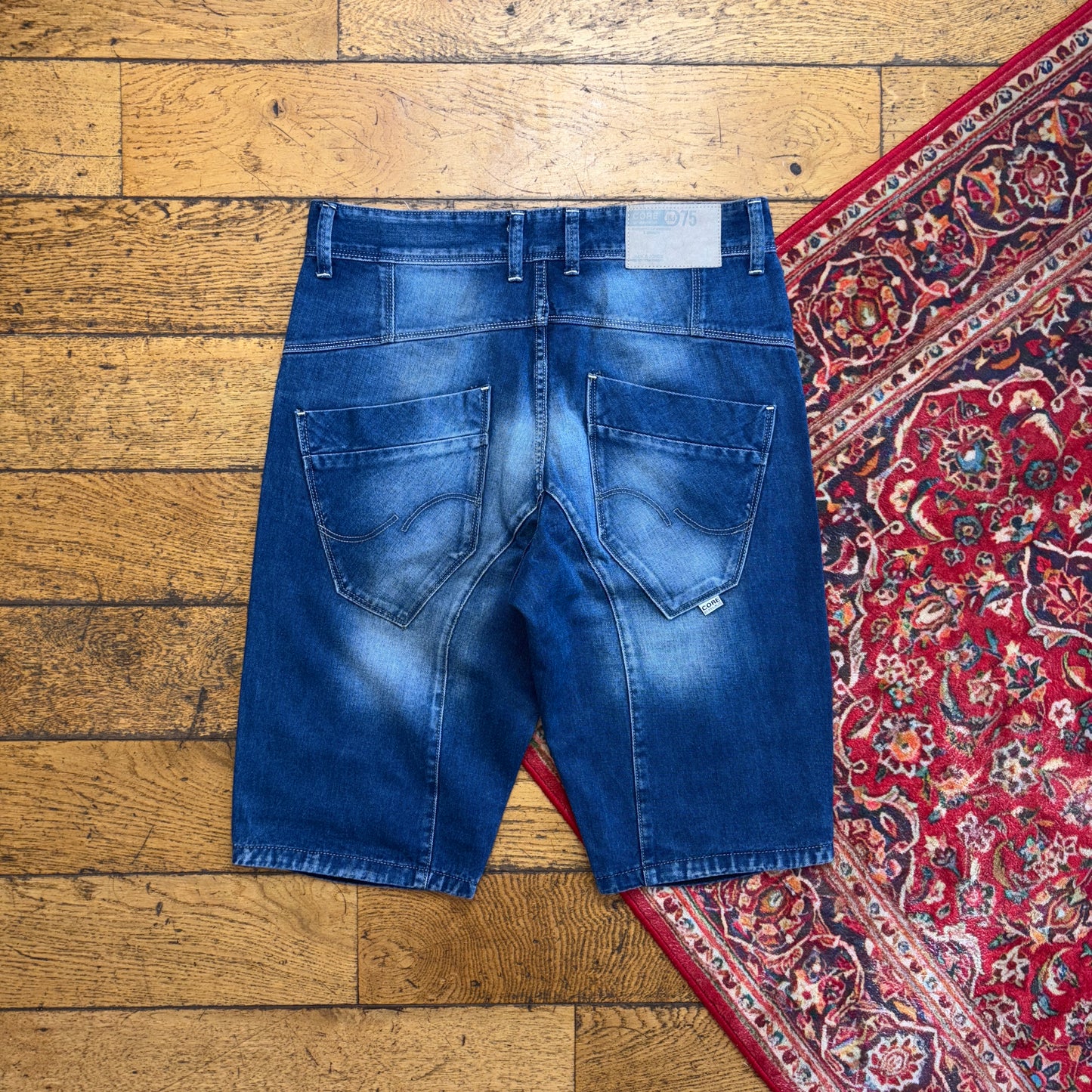 Vintage Embroidered Hip Hop Blue Shorts Jorts - 34