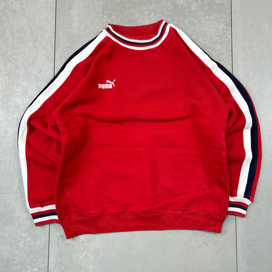 Vintage Puma Red Embroidered Sweatshirt - L