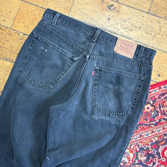 Vintage Levis 550 Baggy Black Denim Jeans - 36S