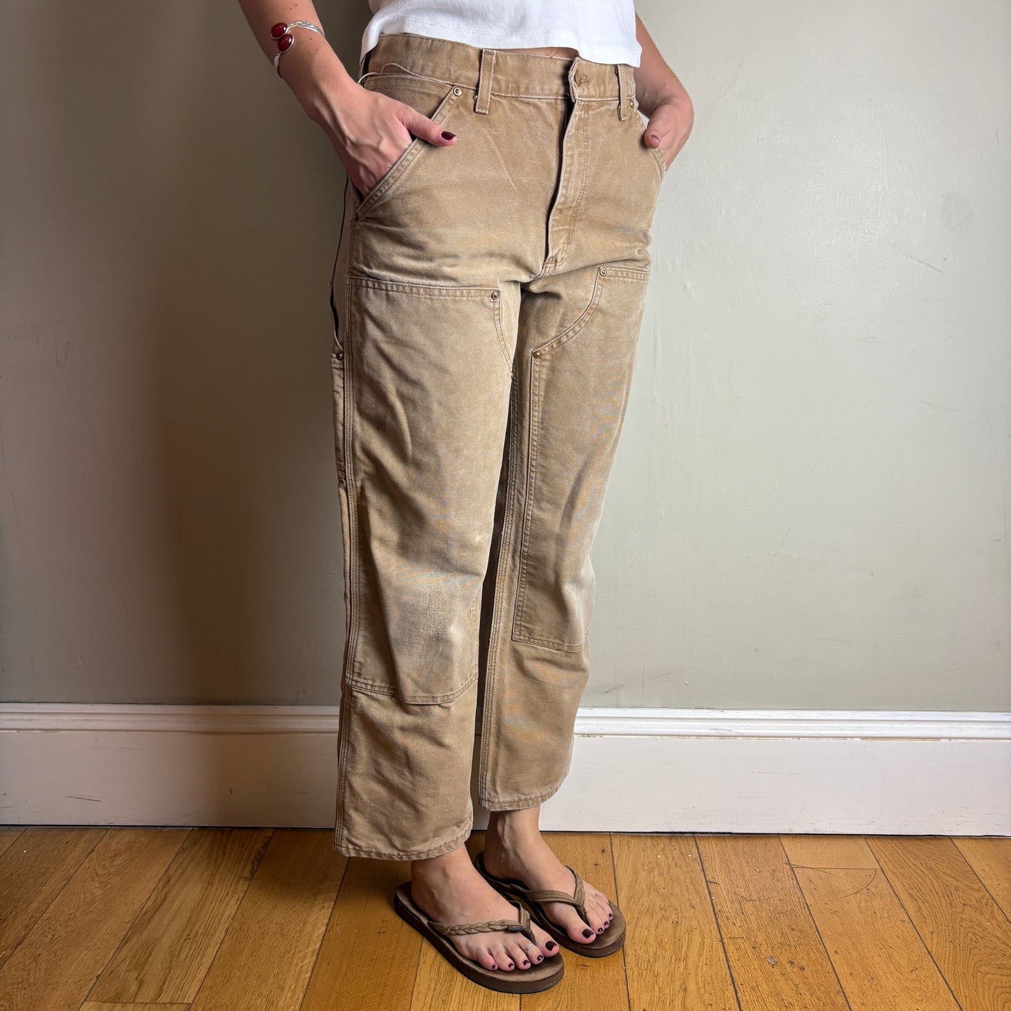 Vintage Carhartt Brown Double Knee Workwear Carpenter Baggy Trousers - 30S