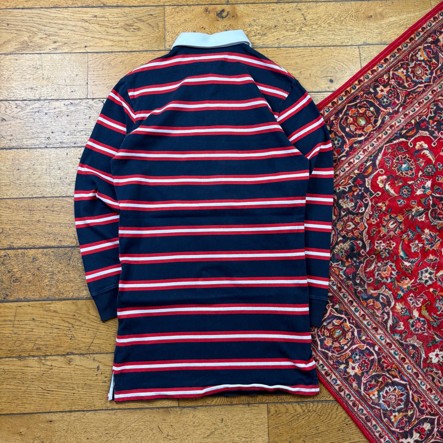 Vintage Tommy Hilfiger Stripe Red Rugby Polo Shirt - XS