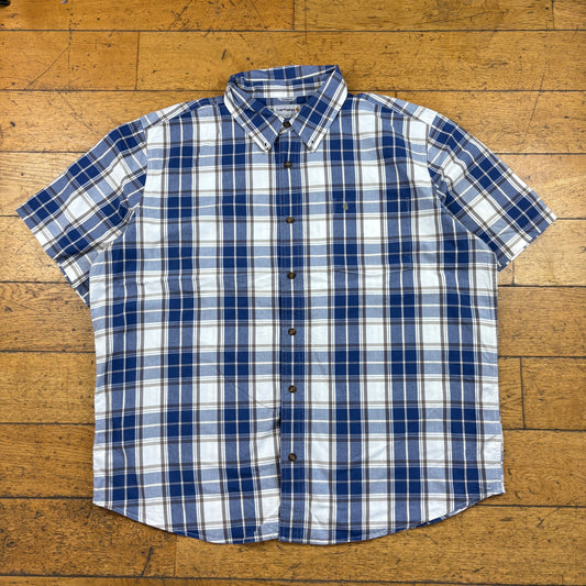 Vintage Carhartt Blue Check Workwear Short Sleeve Shirt - 2XL