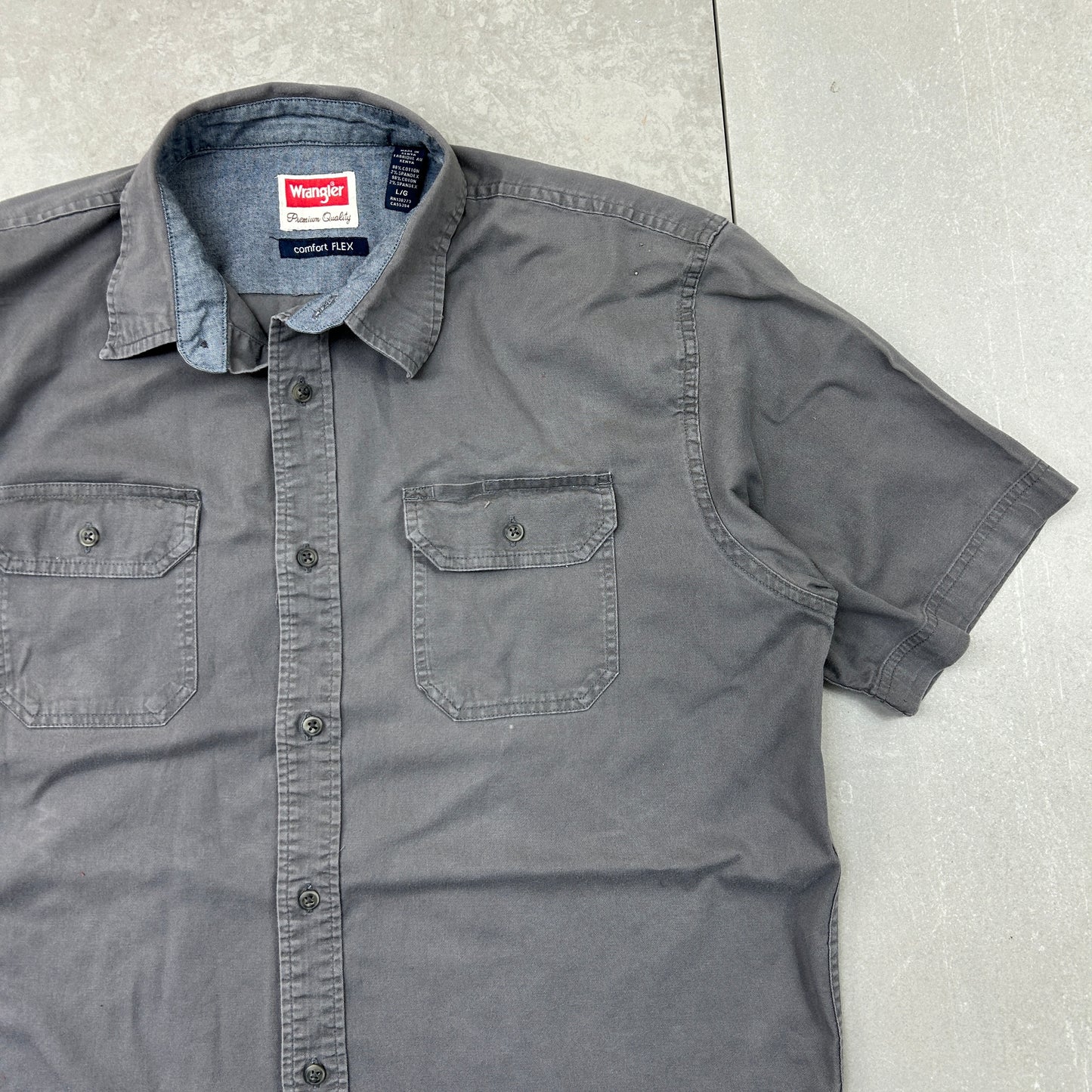 Vintage Wrangler Grey Short Sleeve Workwear Shirt - L