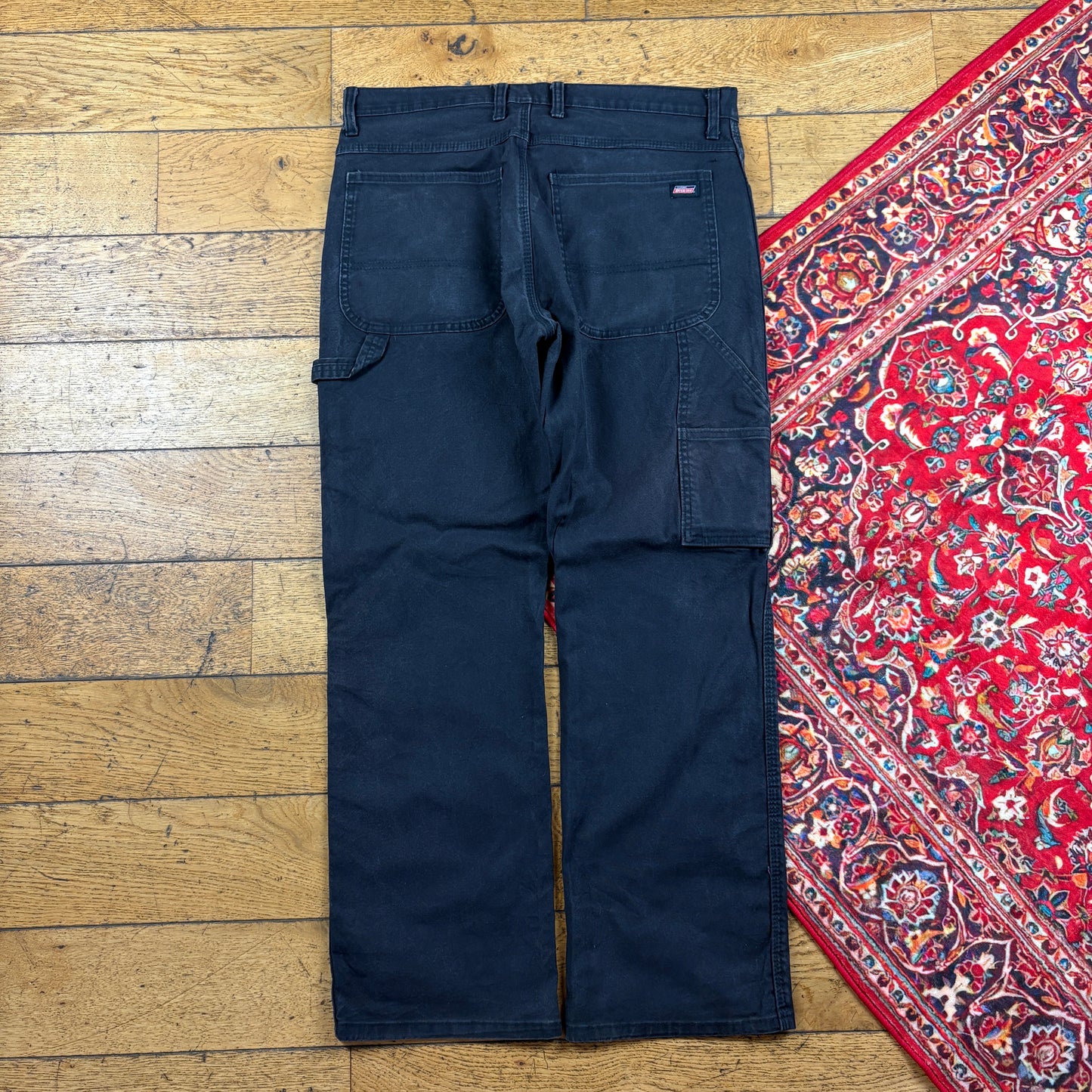 Vintage Dickies Workwear Carpenter Baggy Black Trousers - 34