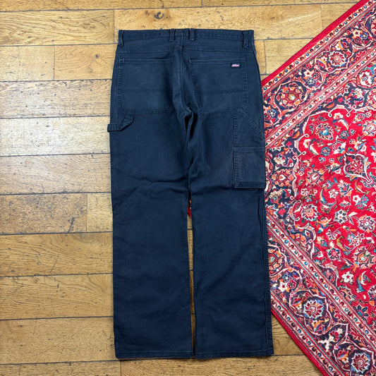 Vintage Dickies Workwear Carpenter Baggy Black Trousers - 34