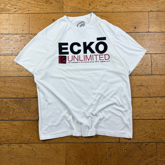 Vintage Ecko Unltd Hip Hop White Graphic T-Shirt - L