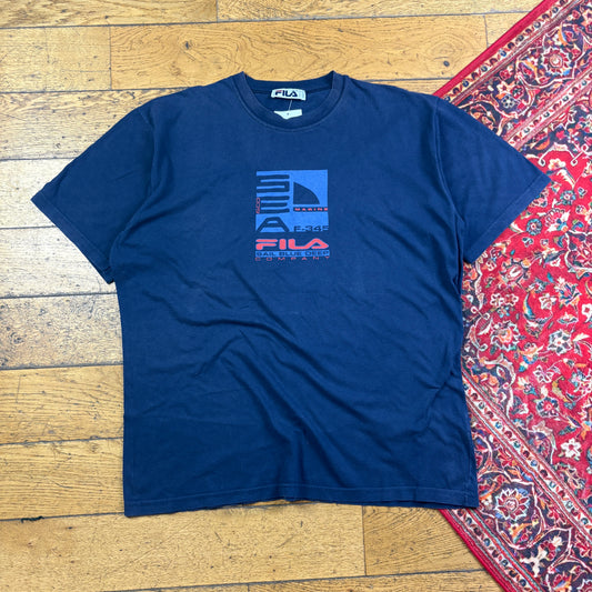 Vintage Fila Navy Graphic T-Shirt - L
