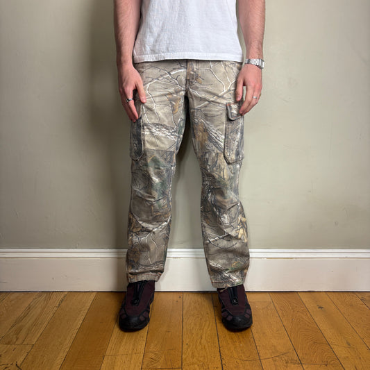 Vintage Real Tree Camo Green Hunting Workwear Cargo Trousers - 30R