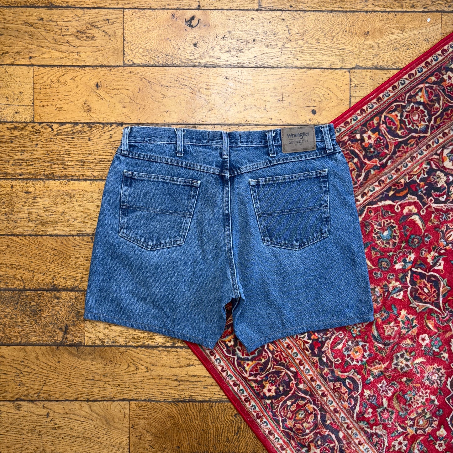 Vintage Wrangler Blue Denim Carpenter Baggy Shorts - 38