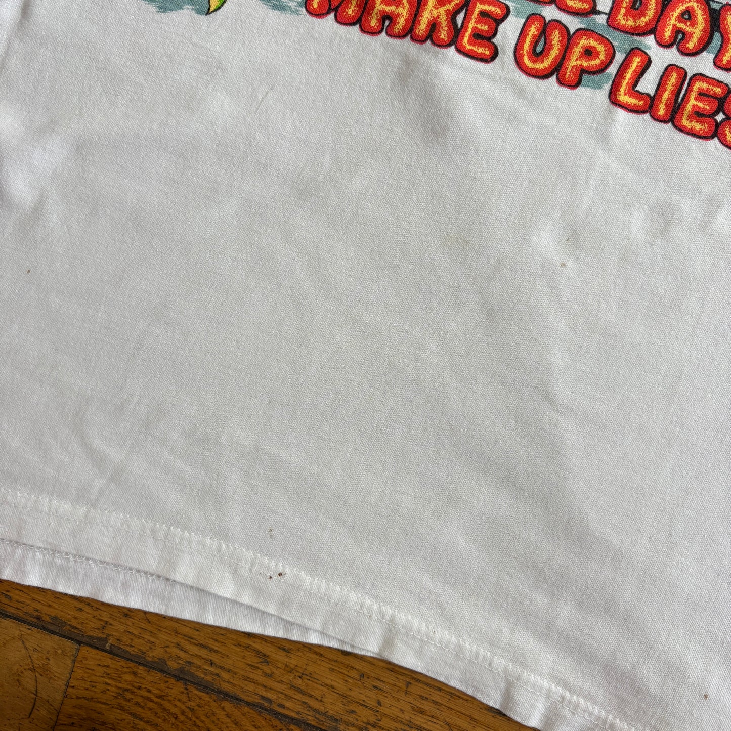 Vintage 90s Fishing Funny White Single Stitch Graphic T-Shirt - S