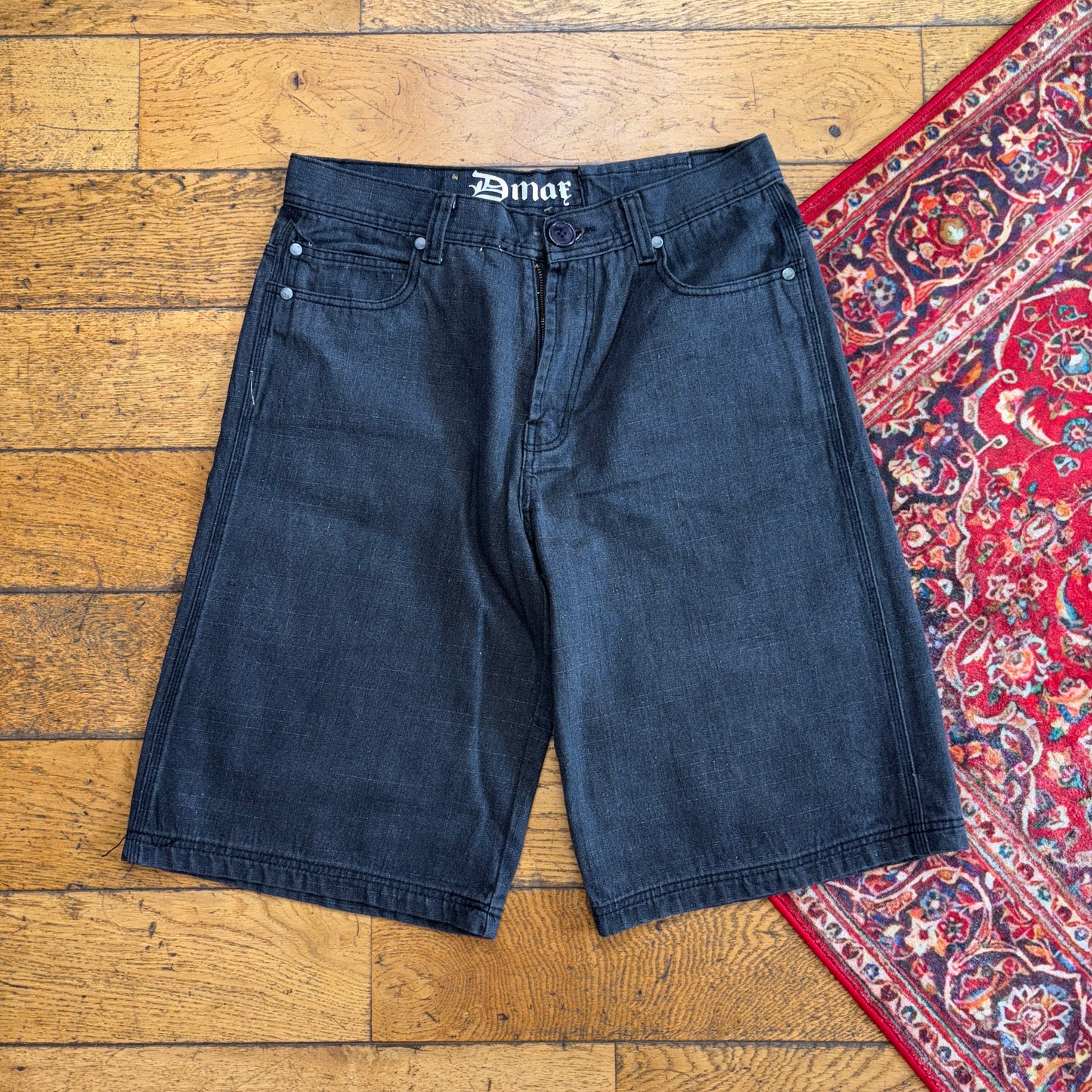 Vintage D Max Embroidered Black Hip Hop Baggy Shorts Jorts - 34