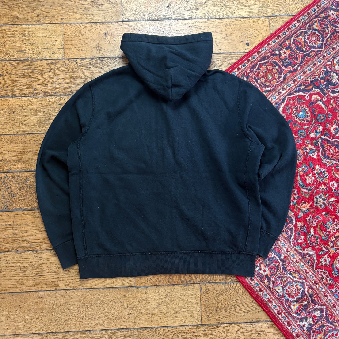 Vintage Ralph Lauren Black Zip Hoodie Embroidered Sweatshirt - XL