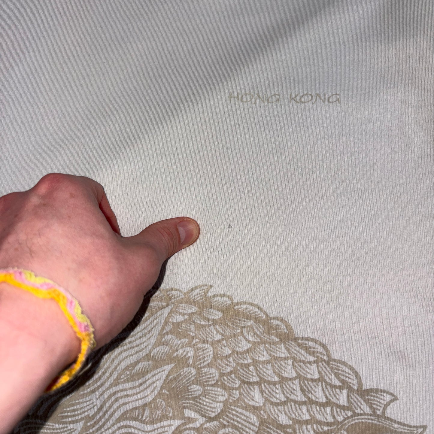Vintage Dragon White Hong Kong Graphic T-Shirt - L