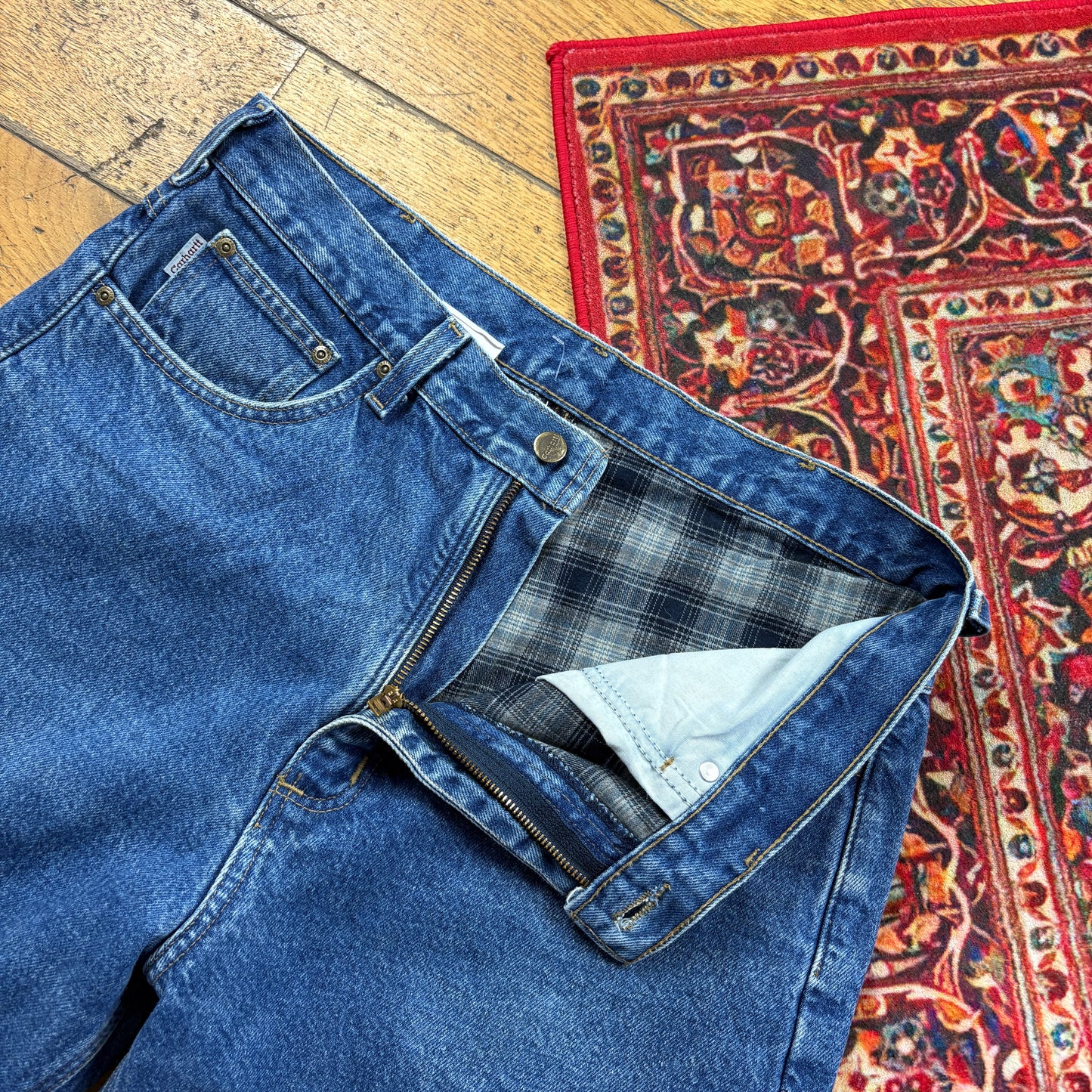 Vintage Carhartt Workwear Carpenter Blue Baggy Jeans - 36