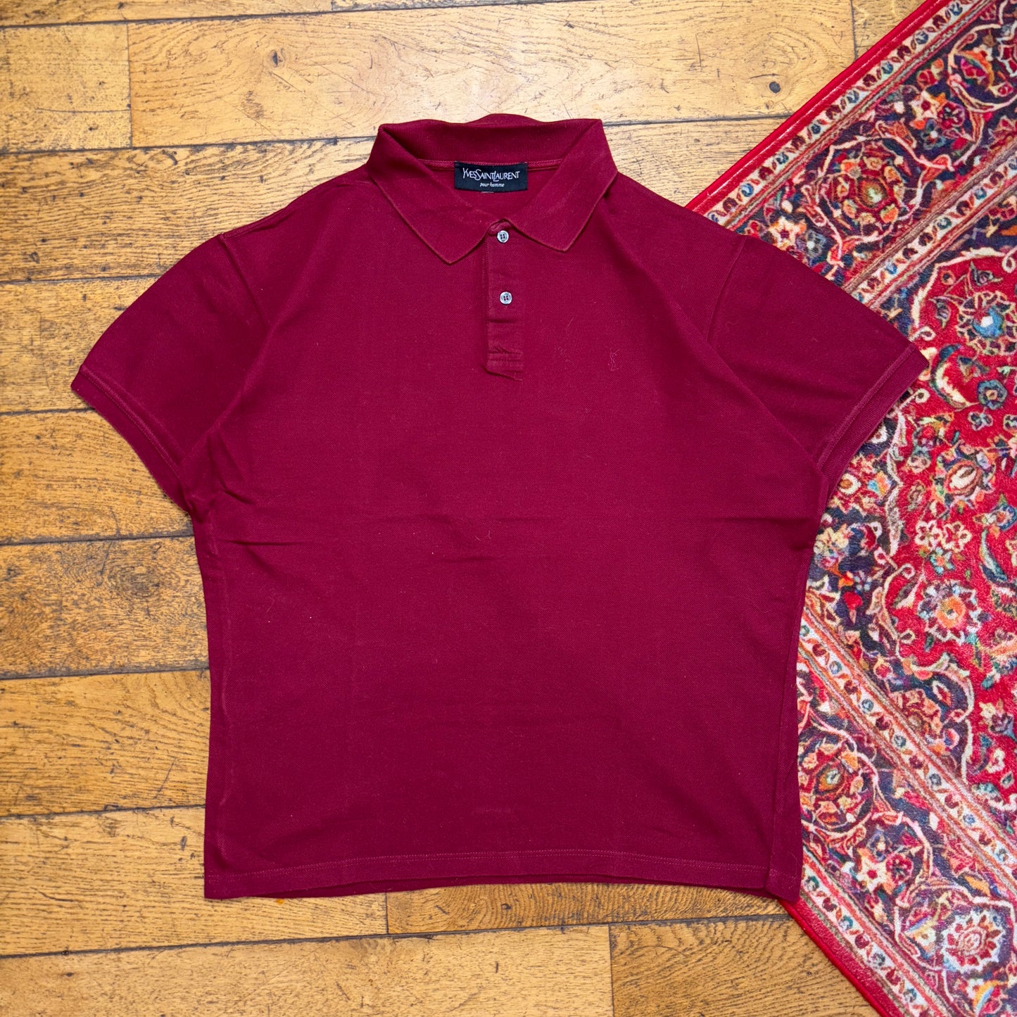 Vintage YSL Yves Saint Laurent Burgundy Polo Shirt - L