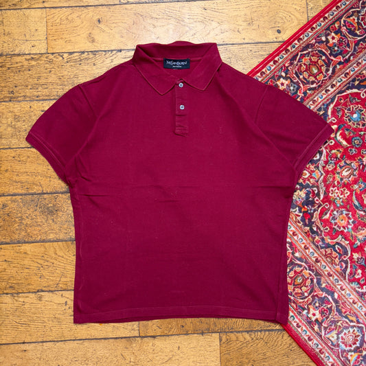 Vintage YSL Yves Saint Laurent Burgundy Polo Shirt - L
