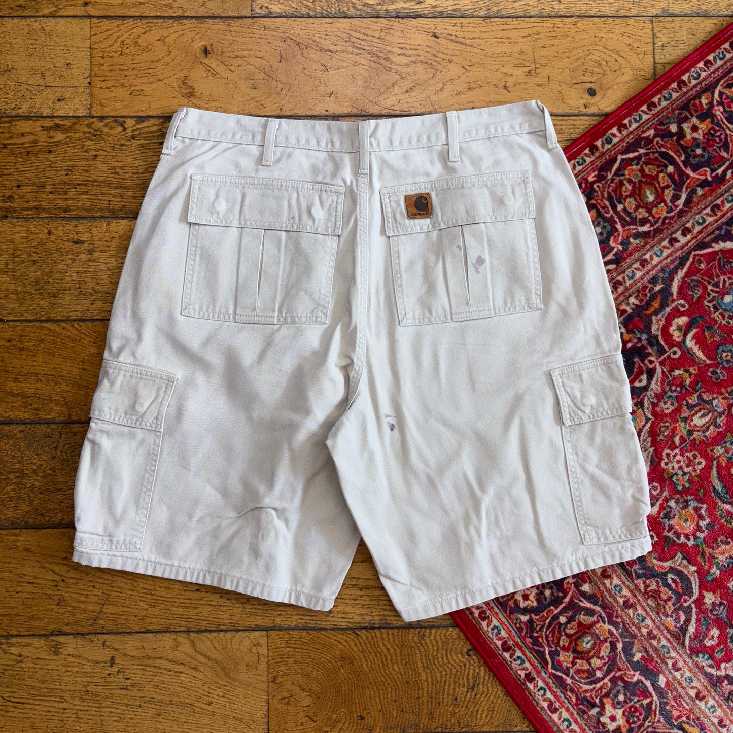Vintage Carhartt Workwear Cream Baggy Carpenter Shorts - 36